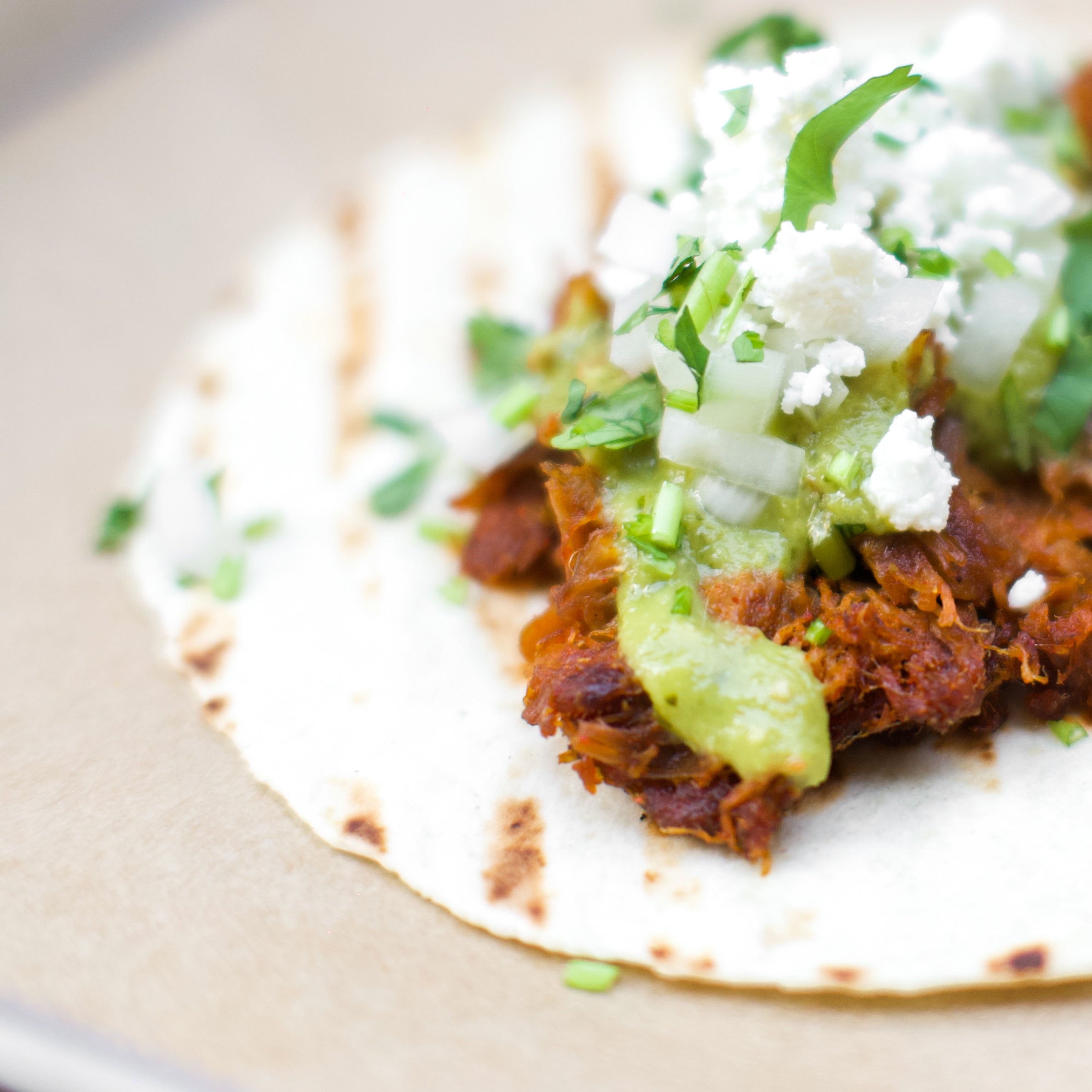 pulled pork taco, tortilla
