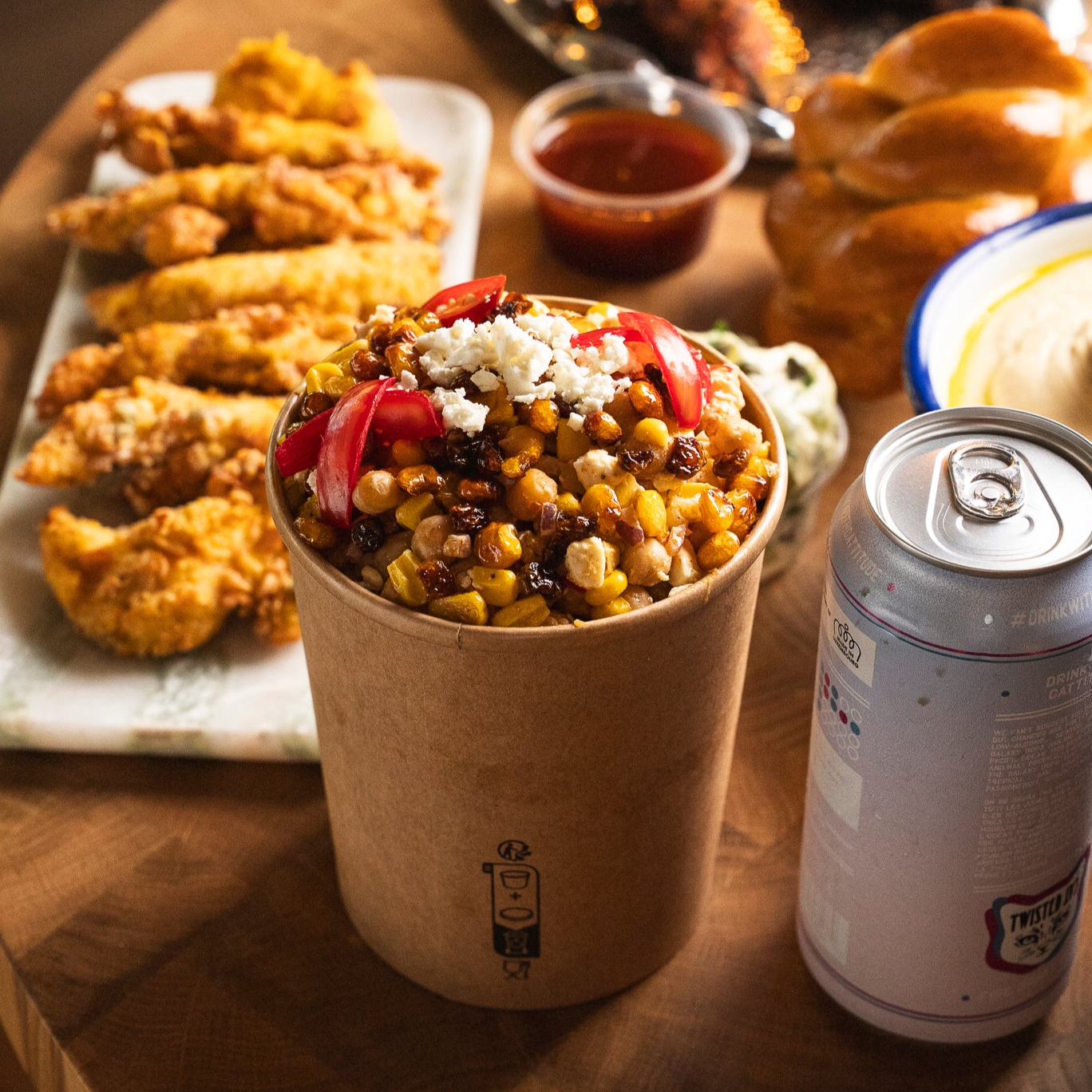 Corn, chick peas & feta