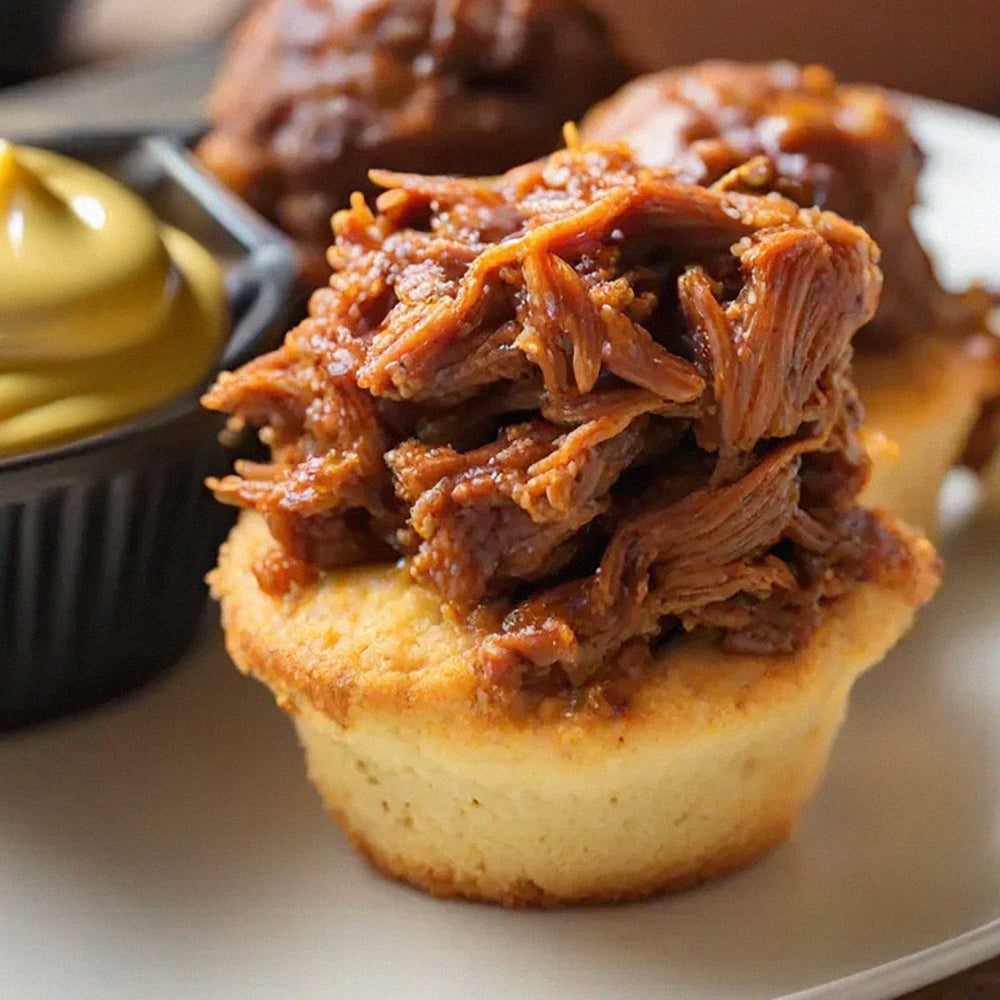 cornbread muffin with pulled pork